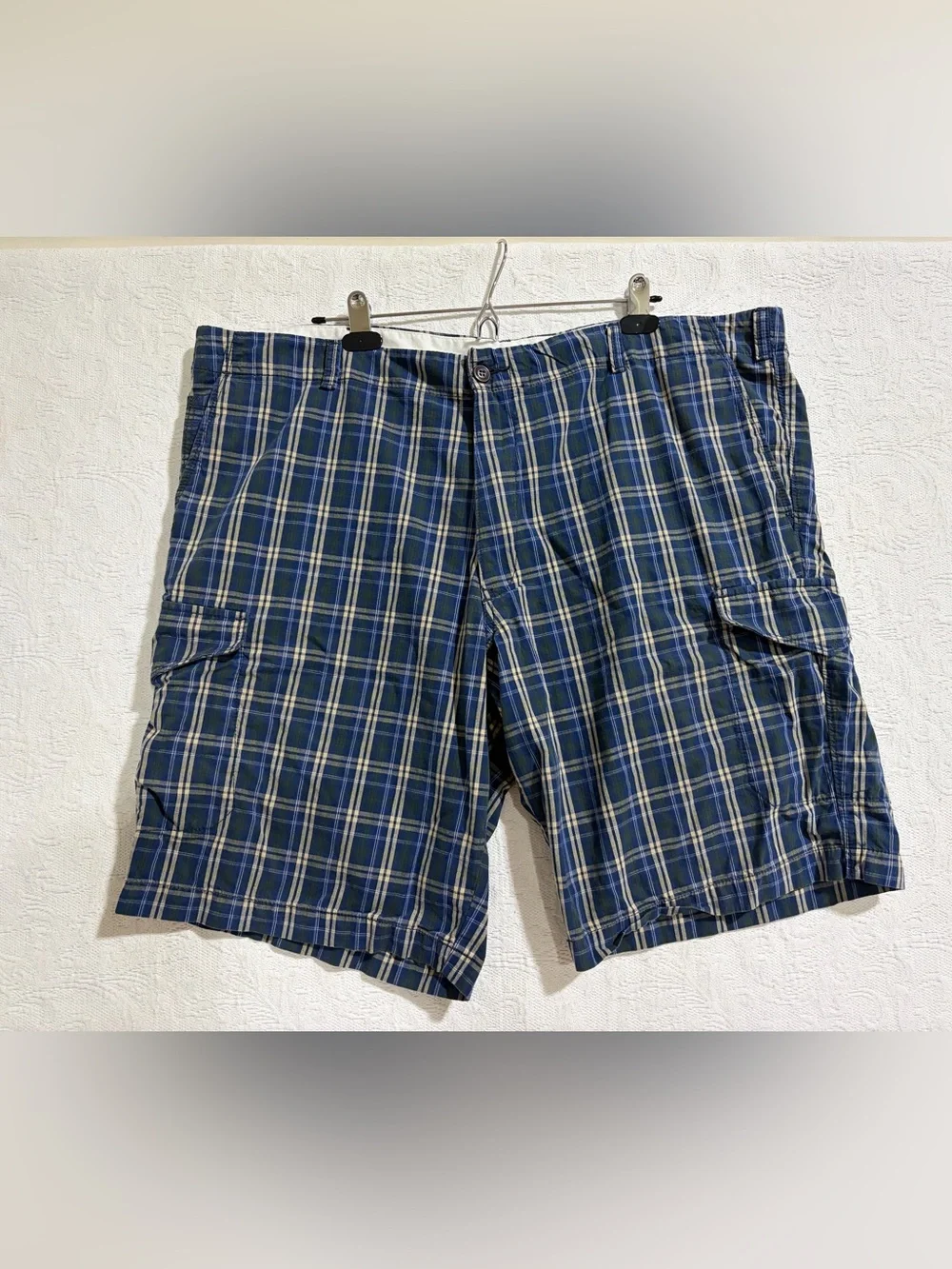 Dockers Men's Navy Plaid Cargo Shorts